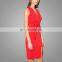 Elegant dress women summer red knee length bandage dress sexy pencil wiggle dress
