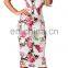 OEM women casual white floral printed midi dress for young girls summer fashion China supplier 2016