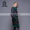Long Style Green Double Face Sheepskin Fur Leather Jacket For Women