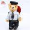 Custom uniform plush teddy bear stuffed police officer bear toys with hat and suit wholesale