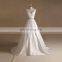 Gorgeous V- Neck Pleating Satin A-line Wedding Dress Beaded Belt