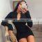 Custom Knitted Women Zipped Long-sleeved Hip Sweater Bodycon Causal Dress