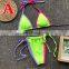 2019 New Summer Candy Color Sexy Halter Bandeau Bikini Split Swimsuit Tan Through Swimwear 2pc Set