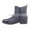 Shiny toe wholesale western no lace low heel zipper boots with elastic band