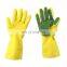 Long Cuff Latex Reusable Household Cleaning Rubber Gloves Kitchen Dish Washing Cleaning Housework Gloves With Scouring Pad
