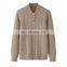 New Style Women's Casual Winter Quarter Button Pullover Solid Color 100% Cashmere Cable Knit Sweater With Stand Collar