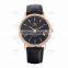 Cheap economic quartz black watch leather