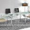 fashionable and simple/concertina table / Toughened glass table/glass top metal base dining table(ST-027)