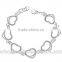 Fashionable jewelry beatutiful heart shape platinum plated bracelet