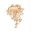 Full jewelled gold zinc alloy rhinestone flower shaped korean scarf clip brooch wholesale