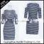 New arrival Casual T shirt style stripe off-shoulder O-neck tight bodycon dress for women