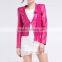 Latest Design Short Style Women PU Leather Jacket With Lace