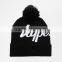 Custom Pompom Beanie Hats Jacquard Knitted Beanies With Top Ball