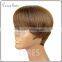 factory price full thin skin cap human hair lace wigs dark brown short silk straight wig