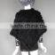 Knitting Natural Black Rabbit Fur Scarf / Cape / Shawl / Wrap