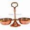 IndianArtVilla Handmade Steel Copper 2 Bowl Compartment Condiment Pickle Set for Dish SERVING Restaurant Hotel Home Ware