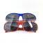 Blue half frame sunglasses, its leg with the cross