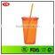 16 ounce double wall plastic cold tumbler with straw