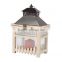 High quality LED wooden lantern with black metal top flower design