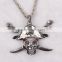Cheap fashion imitation jewelry carnival chain halloween necklace antique imitation silver punk skull head pirate pendant