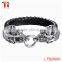 bracelet men leather men bracelet 2016 bracelet men with 8mm width of black braided leather