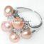 Pink round fashion lady Tahitian Pearl Ring with diamond