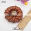 Wholesale unique round shape brown leather flower for ladies shoes