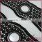 Black polyester embroidery lace trim, chemical lace trimming with holes for dress