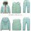 custom made new design casual children kids 3 pcs winter clothing sets(jacket+vest+pants)
