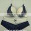 Top selling sexy underwear fancy women black bra thong set