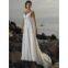 V-neckline custom made bridal wedding gown