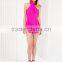Neck design black cut out bright hot pink chiffon wholesale playsuit women