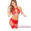 Whloesale Fashion Hot Red 3pcs Underwire Sexy Fancy Bra Panty Set