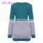 Lastest Winter Long Sleeve Stitching Loose O Neck Custom Knit Lady Sweater