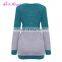 Lastest Winter Long Sleeve Stitching Loose O Neck Custom Knit Lady Sweater