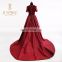 Amazing Heavy Beaded Crystal Short Sleeves Red Satin Evening Dress 2016 A Line Long Formal Evening Dresses Handmade