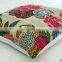 16* Kantha Cushion Pillow Cover Throw work Embroidery Handmade Indian floral print kantha Decorative Traditional Art White