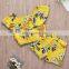 2019 new summer girls yellow tassel off shoulder tops tshirt & kids flower shorts skirt 2pc set 2-7years