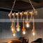 Decorative Bamboo Pendant Light 6 Heads Hemp Rope Pendant Light