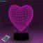 Romantic Love Heart 3D Table Lamp 16 Colors Remote 3D Desk Lamp