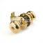 Gold color steel round knob interior tubular door lock for home security with 3 brass keys
