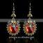 Punk Antique Skull head big Ruby / Sapphire / Emerald/Friar Crystal earrings