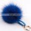 Metal keychain with luxury fox fur ball New charms pendant for bags Key ring with real aninmal fur pompom