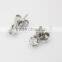 Trendy steel earring studs with clear crystal office lady stud earring with heart crystal