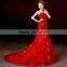 elegant red bride white wedding dress 2016 ball gowns lace appliqued