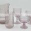 press glass drinkingware/Wine goblet,Hiball,DOF, sundae cup,pitcher in pink color with sunflower embossed patern