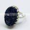 Sea Temple !! Lapis Druzy 925 Sterling Silver Ring, Indian Silver Jewellery Supplier, 925 Sterling Silver Jewellery