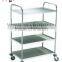 Round tube four-layer stainless steel dining trolley