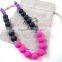 black&hot pink round silicone teething beads necklace safety copper teething necklace teething Baby TN054