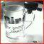 Wholesale drinking personal pattern design handle glass beer mug with bell